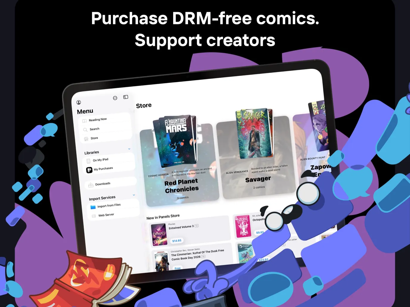 Panels comic store on iPad