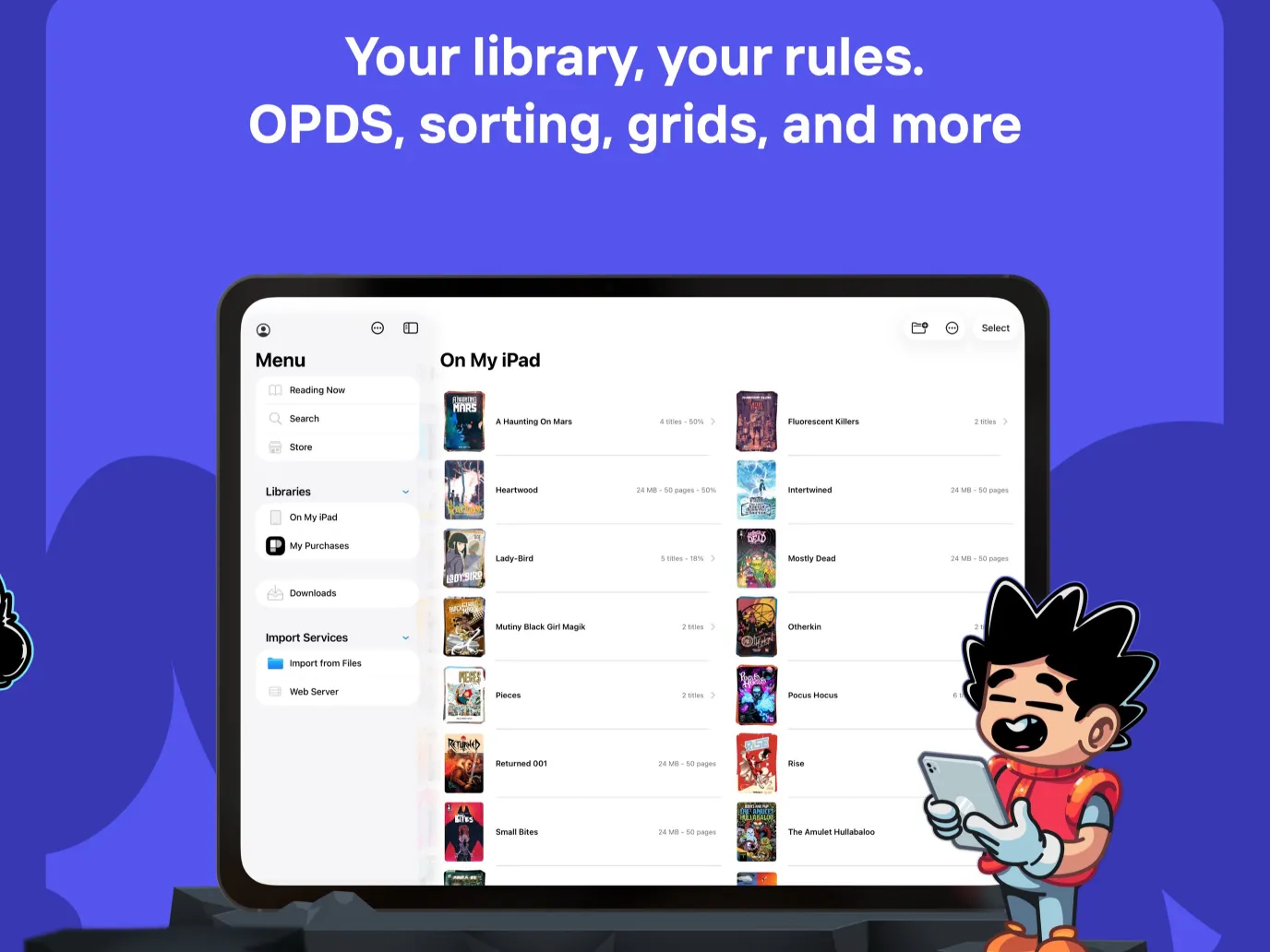 Customizable comic library on iPad