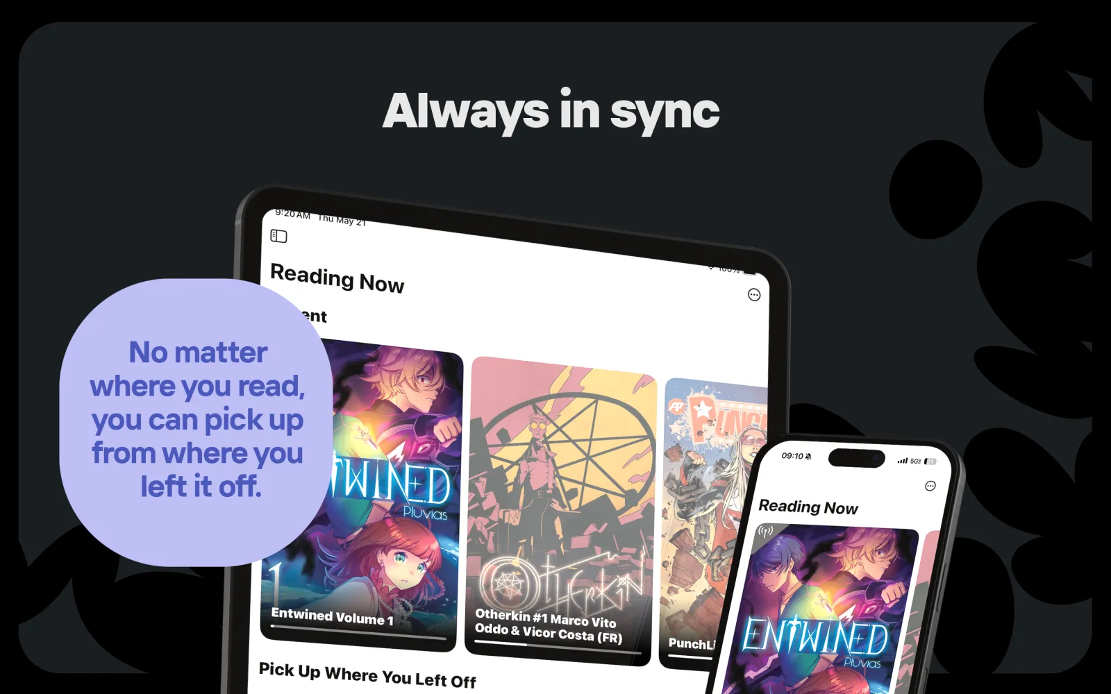 Reading progress synced between Mac, iPad and iPhone